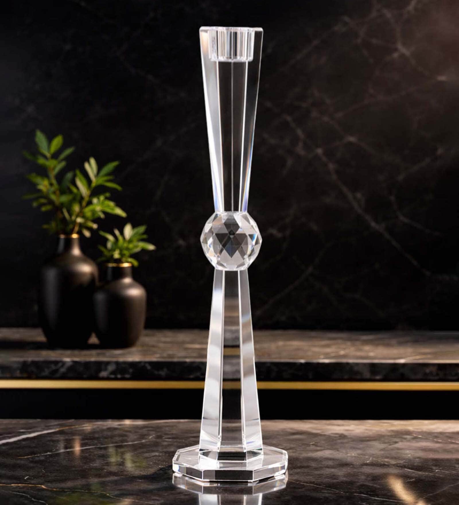 Crystal Central Orb Transparent Candle Stand