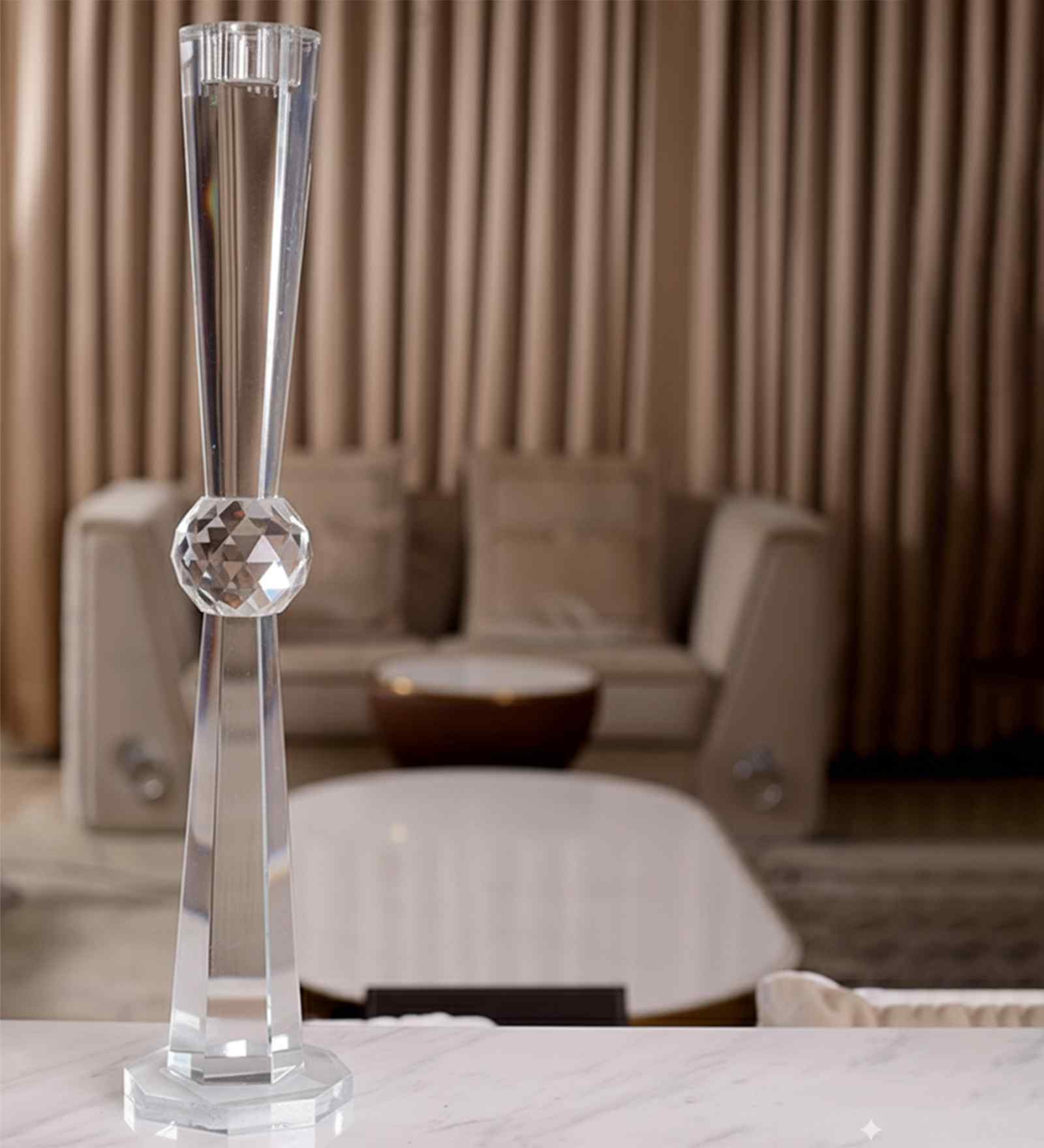 Crystal Central Orb Transparent Candle Stand