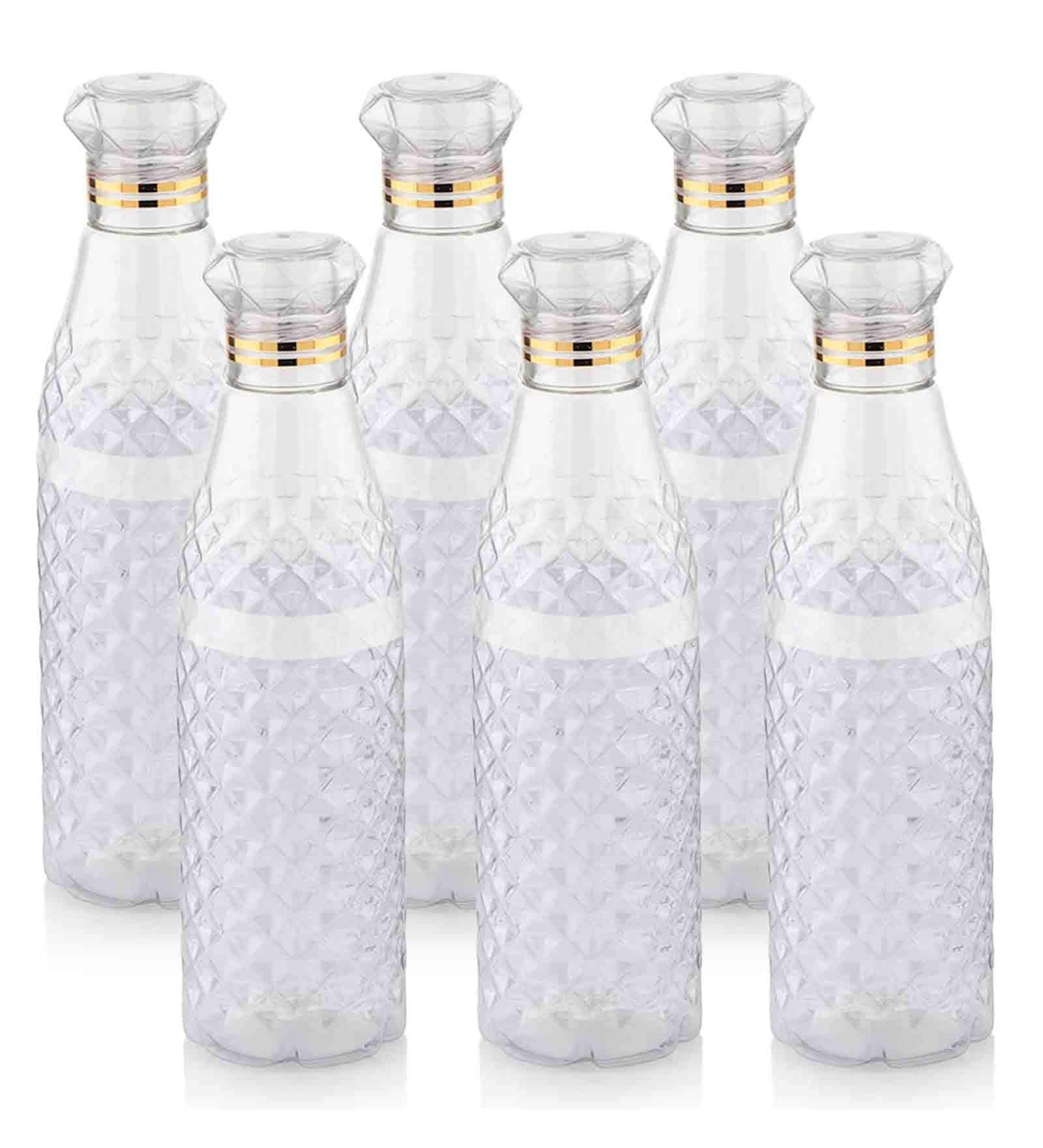 Crystal Design 1 Ltr Plastic (Set Of 6 ) Water Bottle