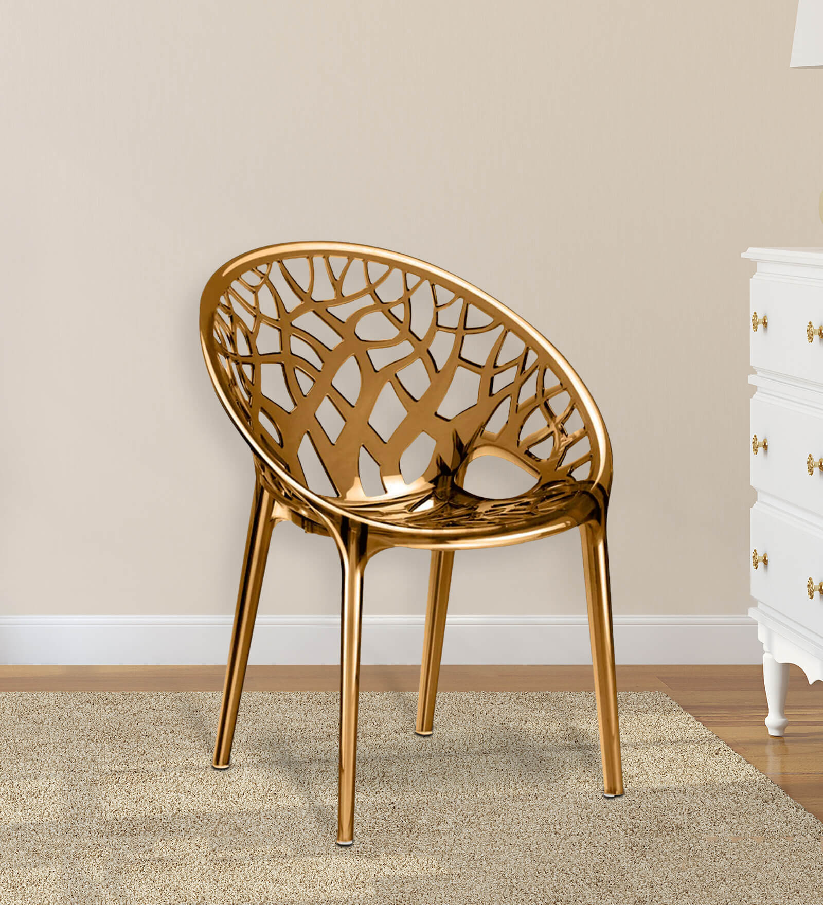 Buy Crystal Designer Chair in Golden Colour by Nilkamal Online