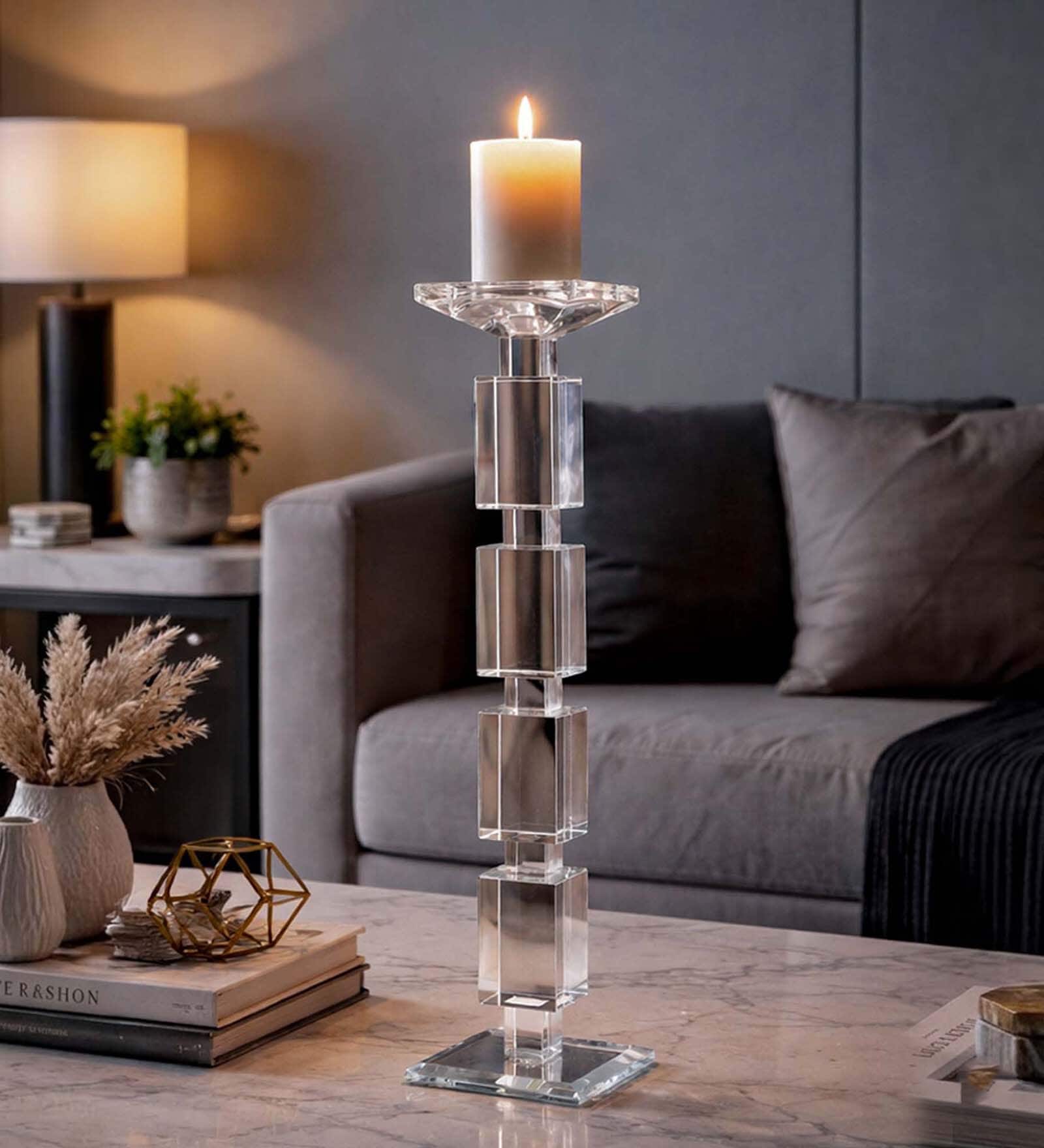Crystal Elegance Transparent Candle Stand