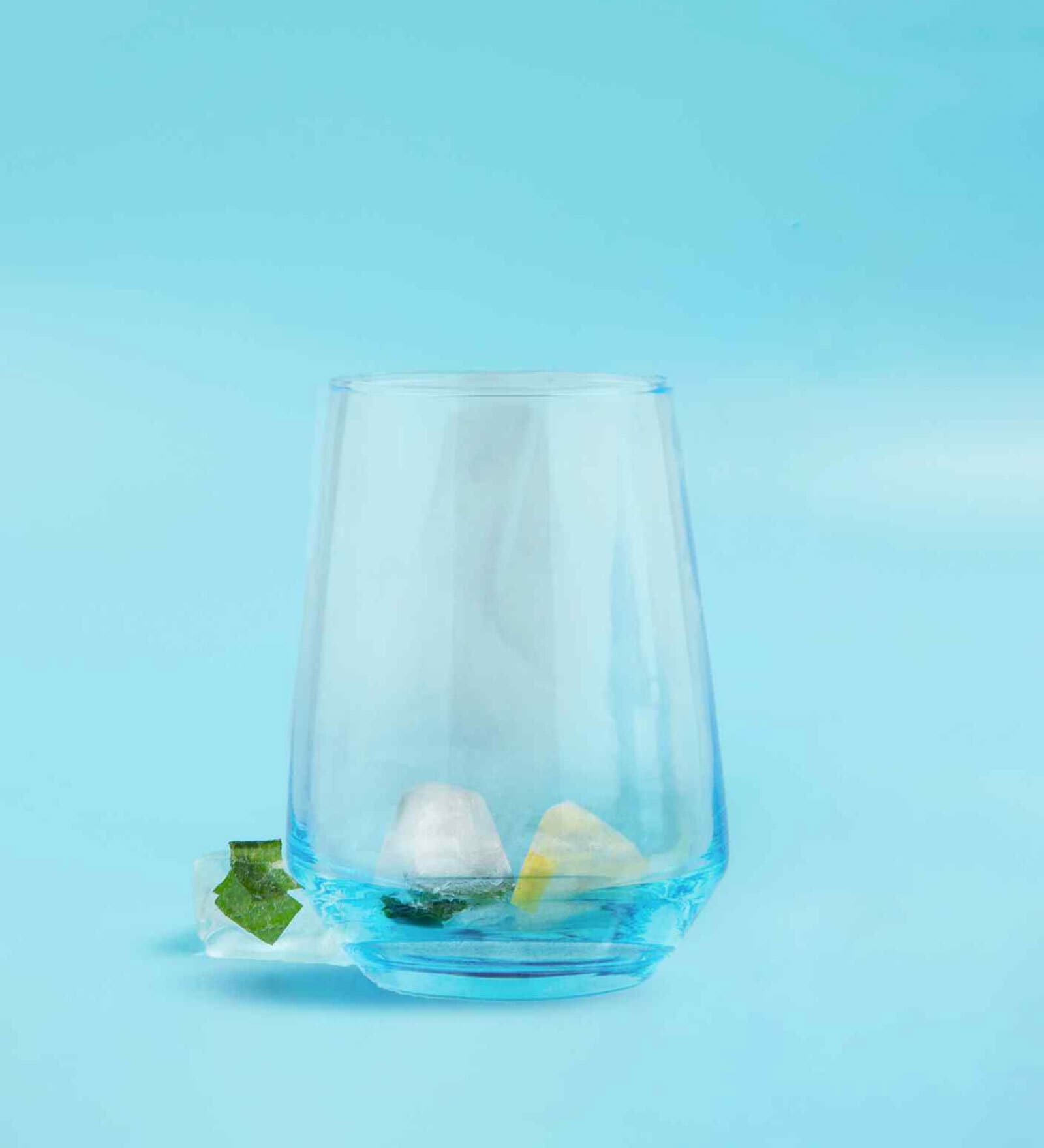 (Set Of 6) Crystal Glass Lead Free Blue Cocktail Glass