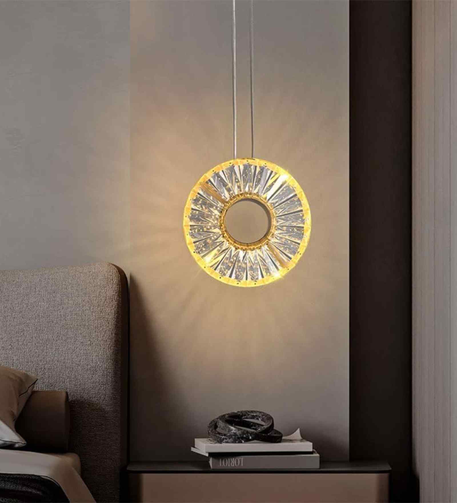 Crystal LED Ring Chandelier in Gold | Luxury Hanging Light