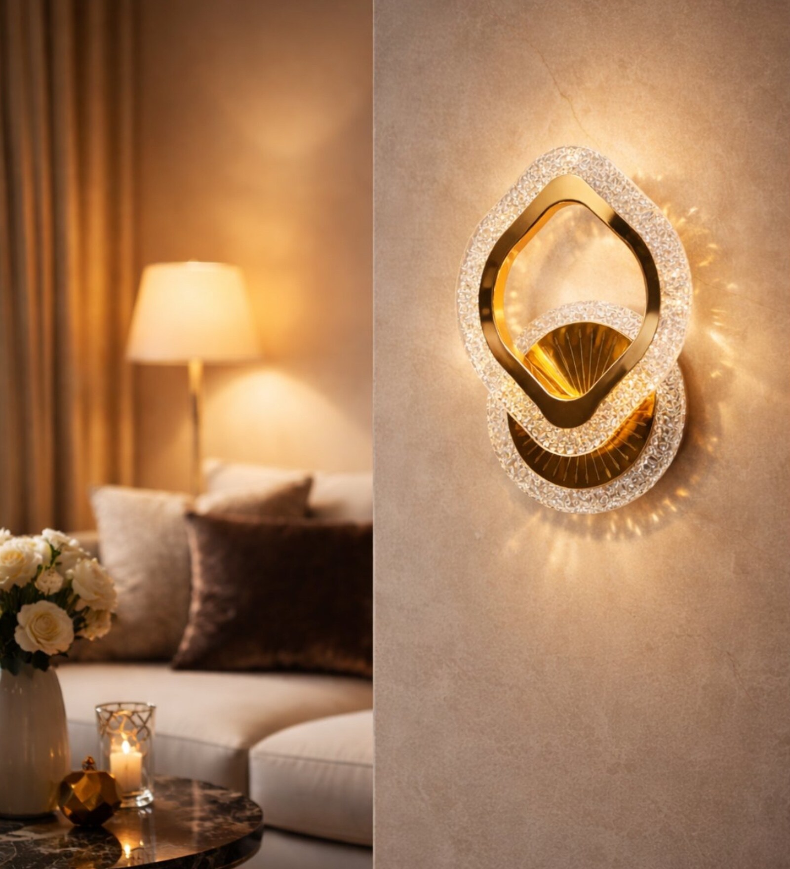 Crystal LED Wall Oval Design Set of 2