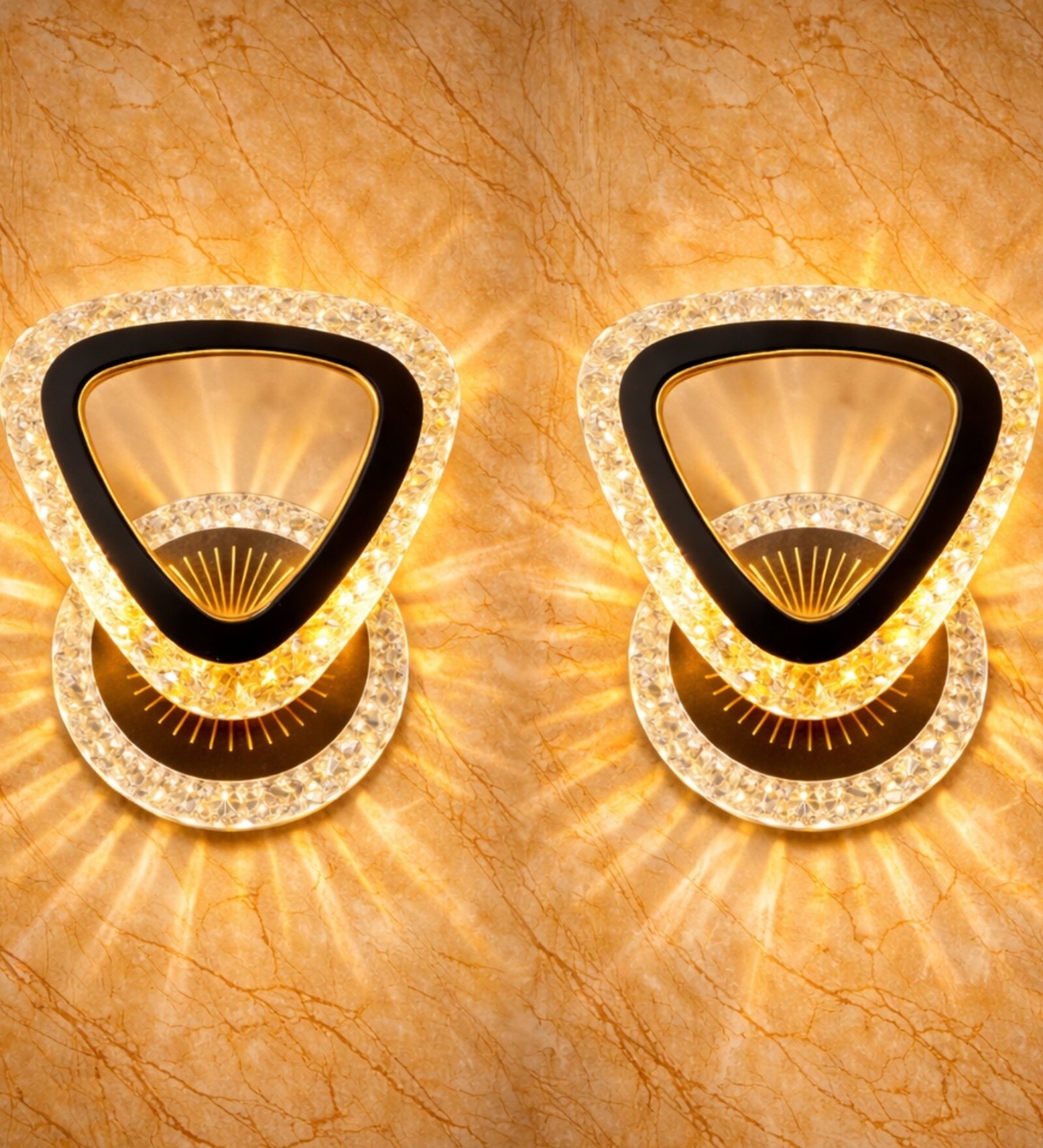 Crystal LED Wall Triangle Design Set of 2