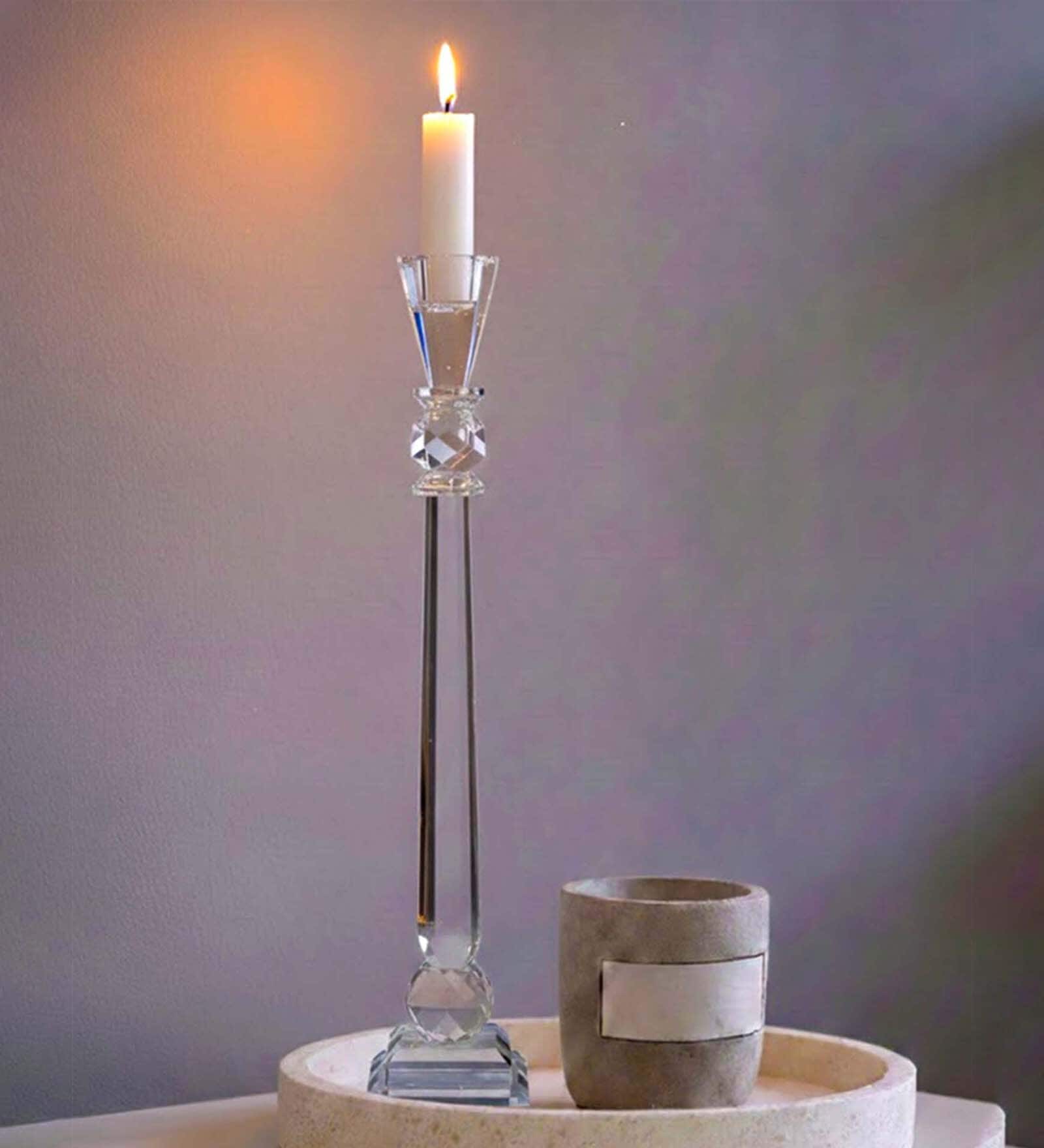 Crystal Lustre Glow Transparent Candle Stand