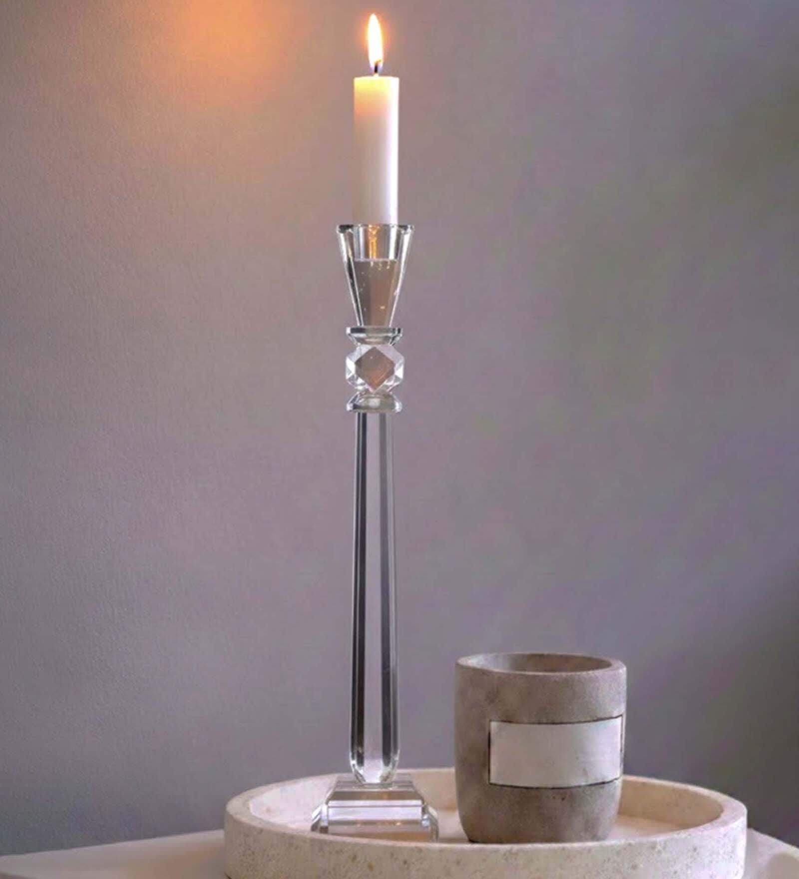 Crystal Lustre Glow Transparent Candle Stand