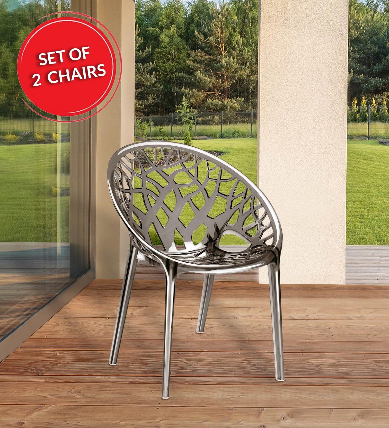 Buy Crystalpc Plastic Chair in Dream Grey Colour, Set of 2 at 17 OFF