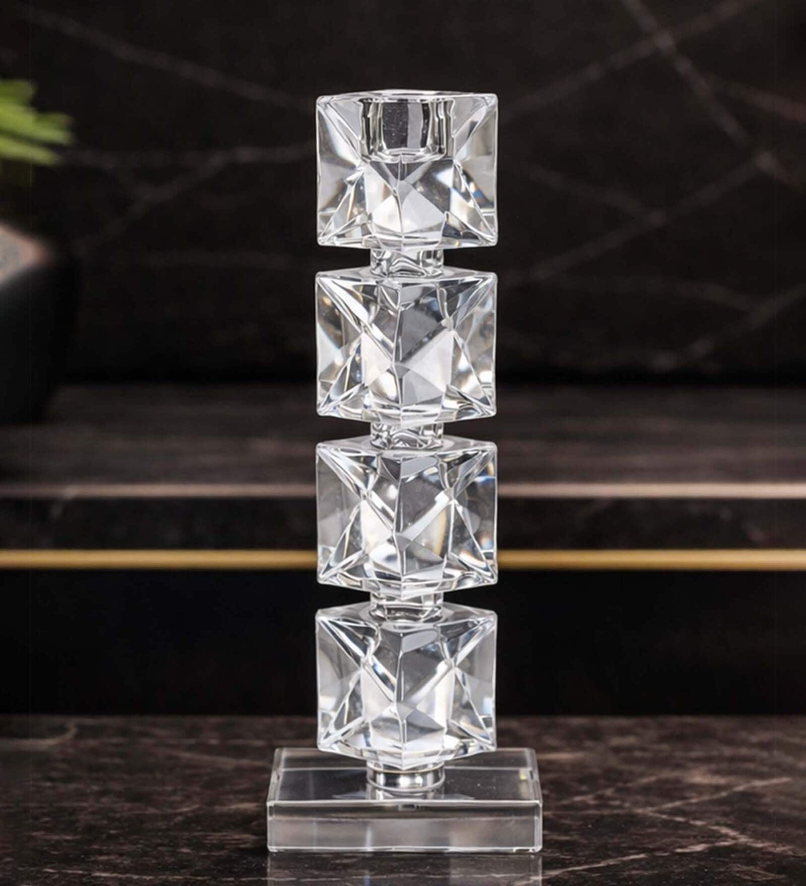 Crystal Prismatic Glows Transparent Candle Stand