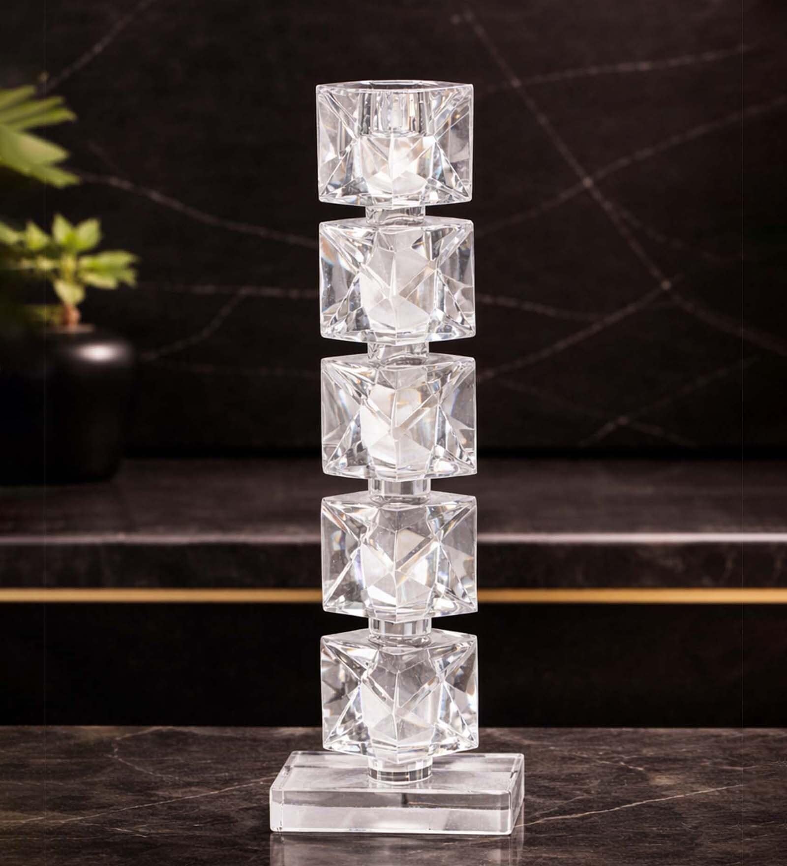 Crystal Prismatic Glows Transparent Candle Stand