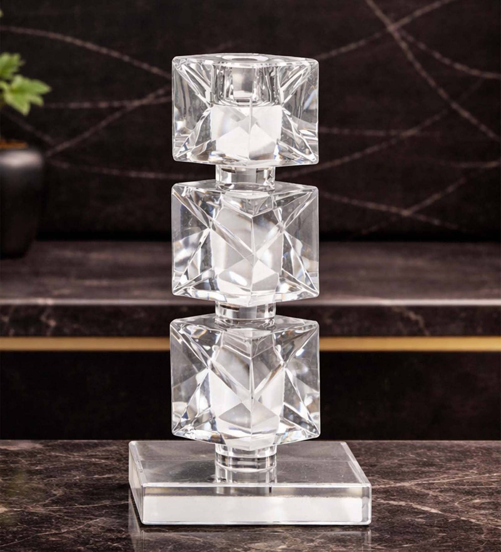 Crystal Prismatic Glows Transparent Candle Stand