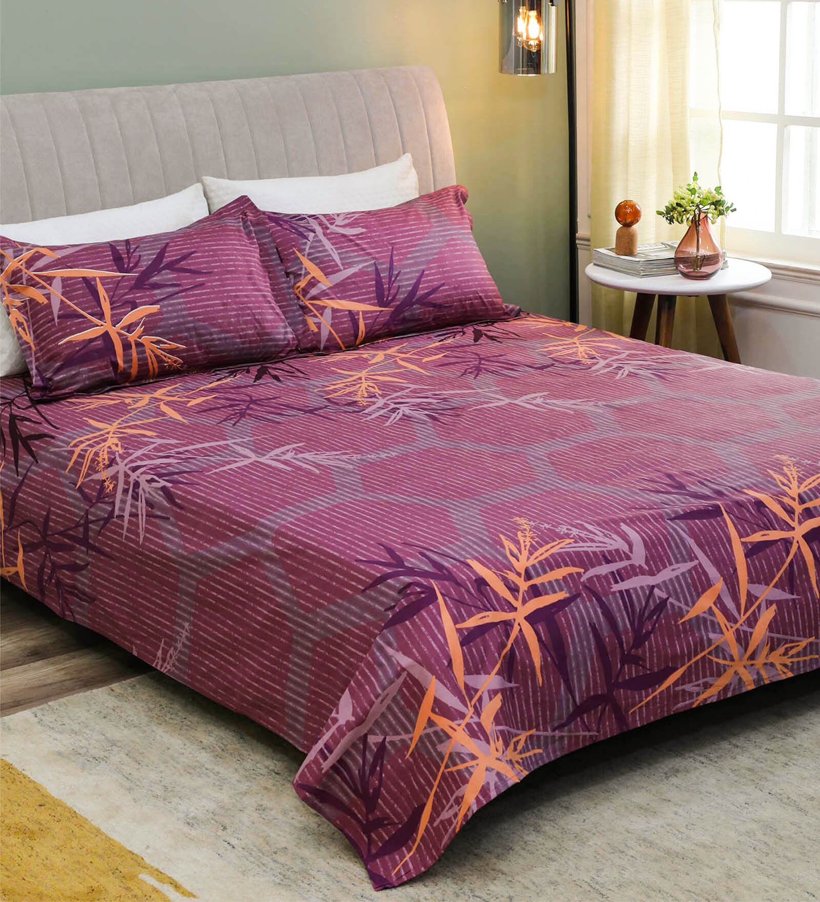 Buy Cotton 200TC King Size Bedsheet with 2 Pillow Covers by Raymond