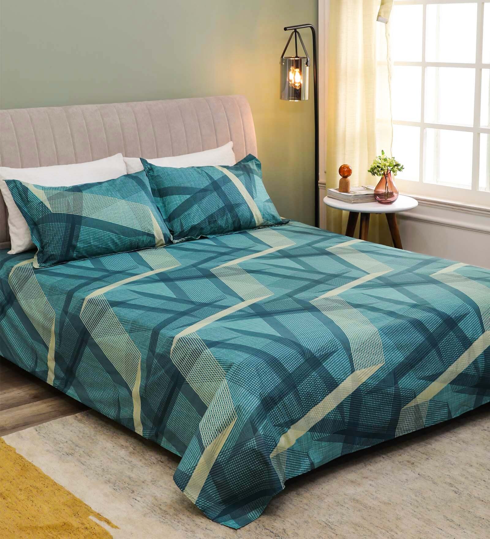 Buy Crystal Cotton 200TC King Size Bedsheet with 2 Pillow Covers by