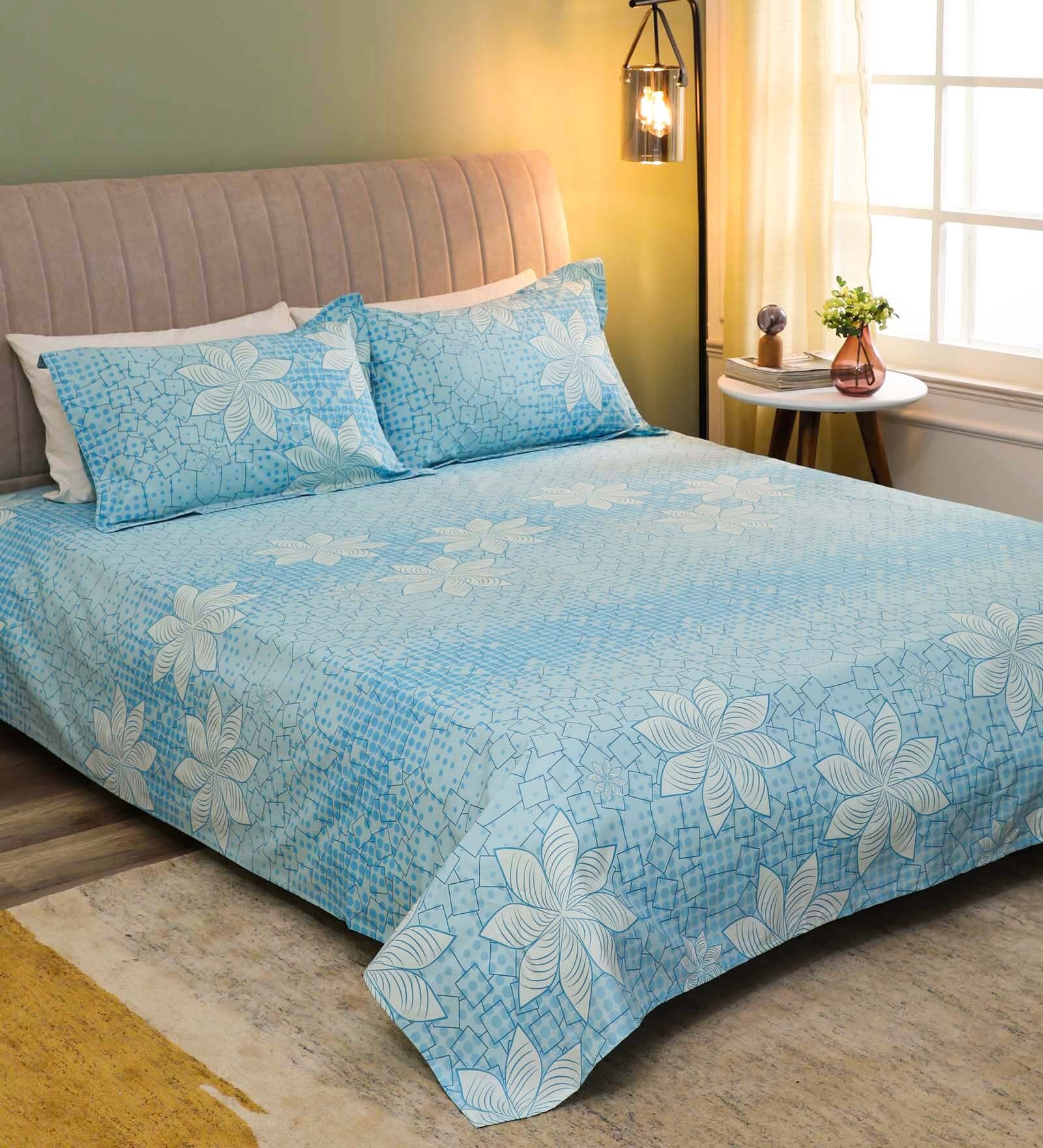 Buy Cotton 200TC King Size Bedsheet with 2 Pillow Covers by Raymond