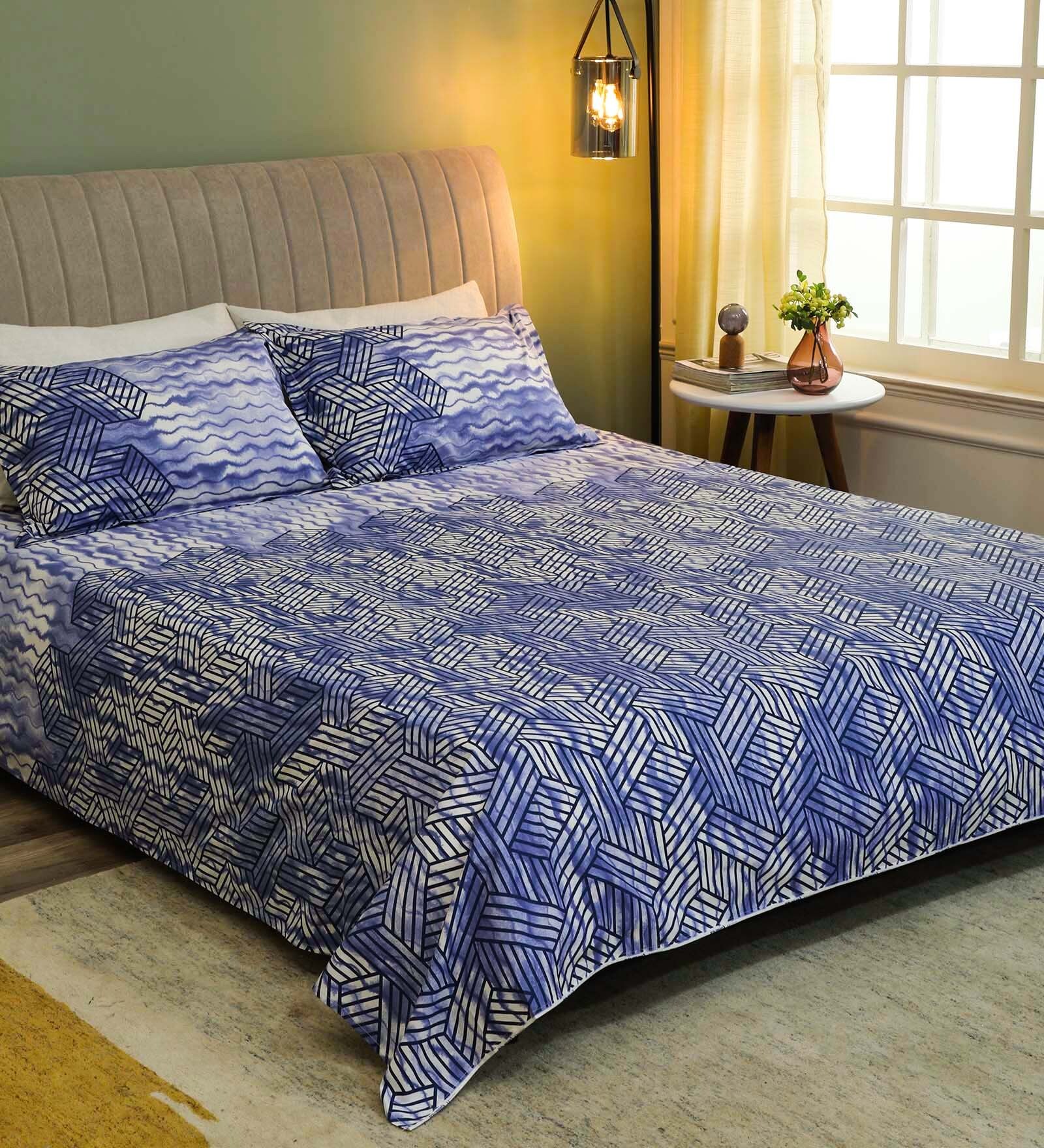 Crystal Cotton 200TC King Size Bedsheet with 2 Pillow Covers