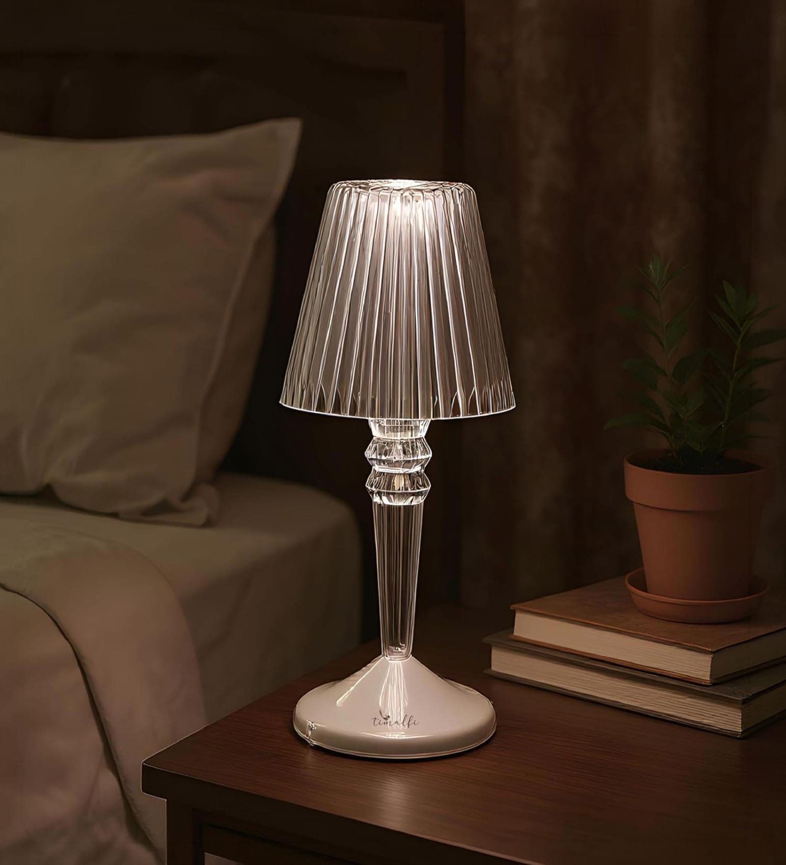 Crystal Table Lamp | USB-C Rechargeable, Touch Sensor, Dimmable 3-Color Lighting