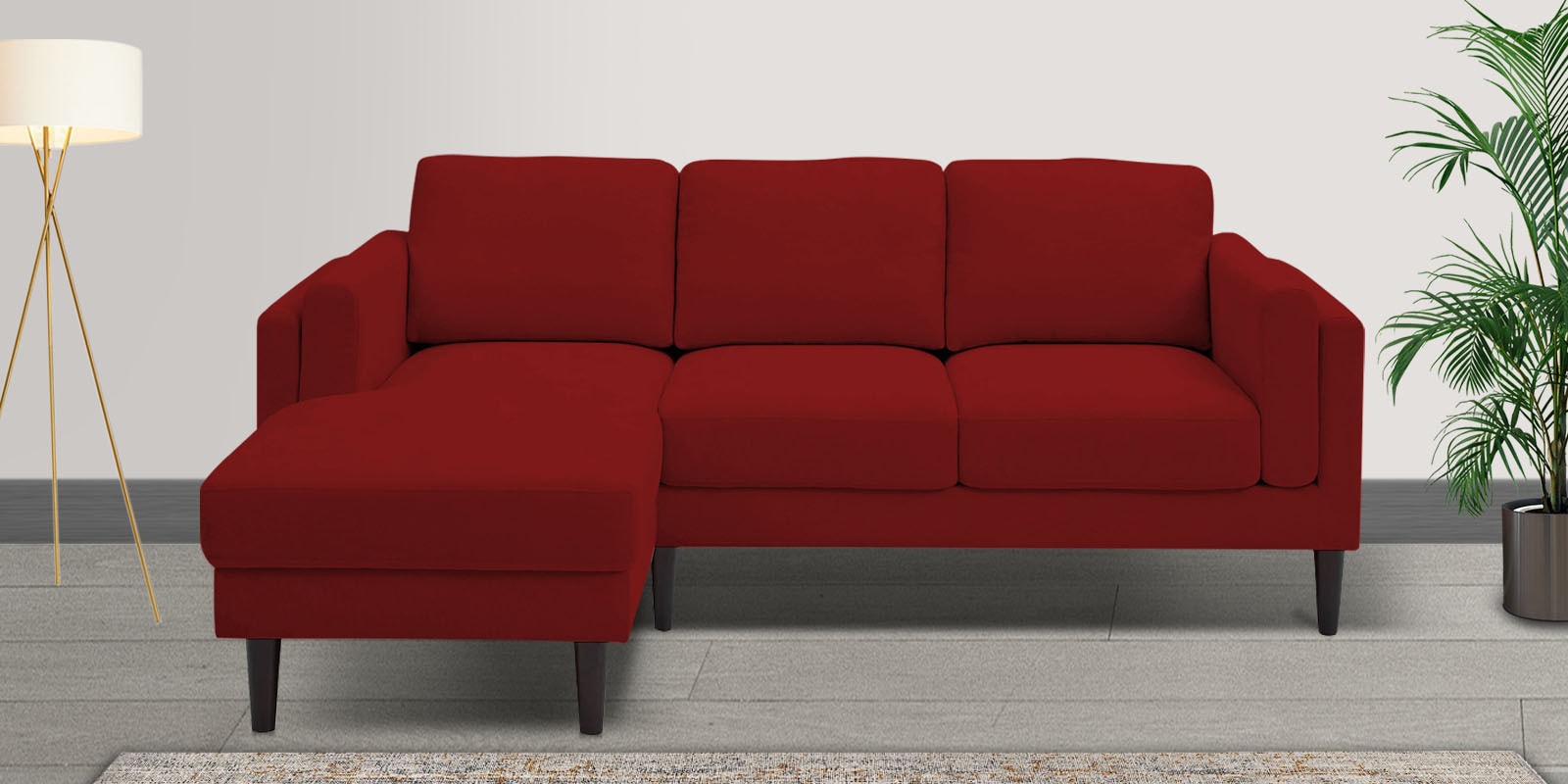 Creata Fabric Rhs Sectional Sofa (2+Lounger) In Blood Maroon Colour