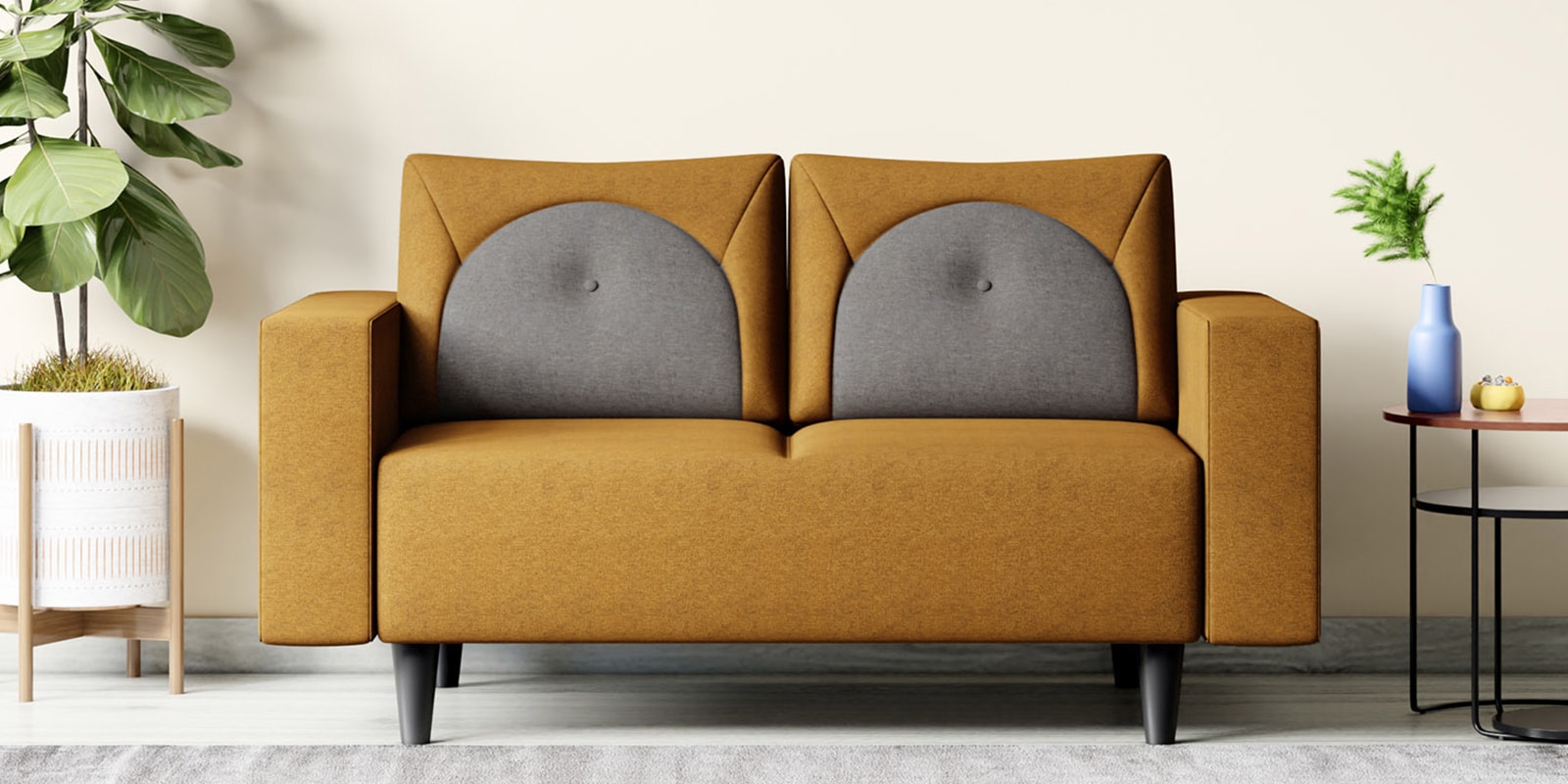Cresco Fabric 2 Seater Sofa In Camel Brown Colour