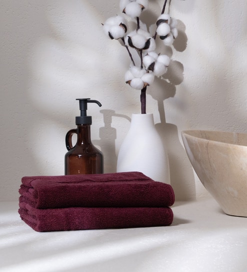 Cranberry Crush 100% Organic Cotton Solid 550 GSM Hand Towels (2 Pc)