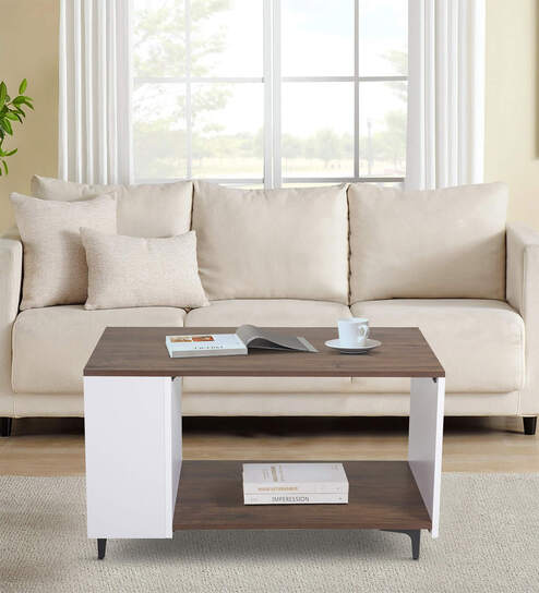 Crate Coffee Table In Brown & White Finish