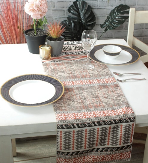 Cream 72x13 Polyester Table Runner