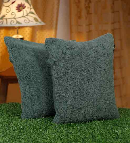 Cream Cotton Solid 16X16 Inches Cushion Covers (Pack of 2)