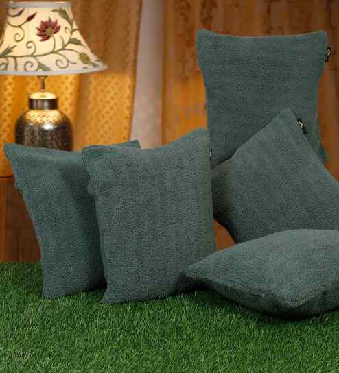Cream Cotton Solid 16X16 Inches Cushion Covers (Pack of 5)