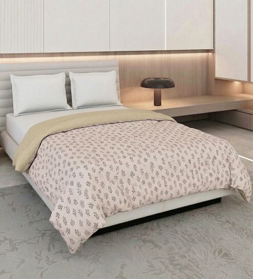 Cream 50% COTTON, 50% POLYESTER Solid 150 GSM King Bed Comforter