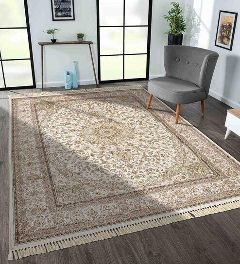 Cream Beige Persian 4x6 Feet Machine Made Carpet