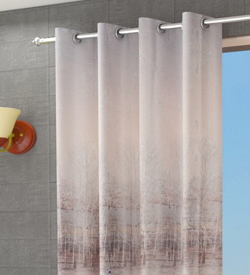 Buy Cream Blackout Polyester 5 Feet Eyelet Window Curtains Set