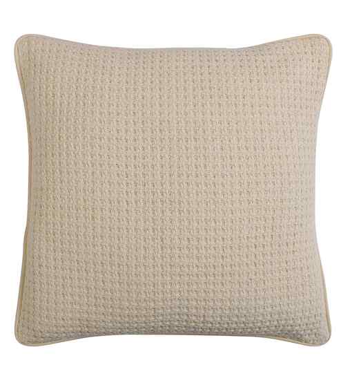 Cream Cotton Solid 16x16 inches Cushion Cover