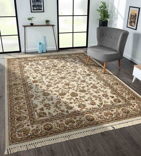 Cream Persian 4x6 Feet Machine Made Carpet