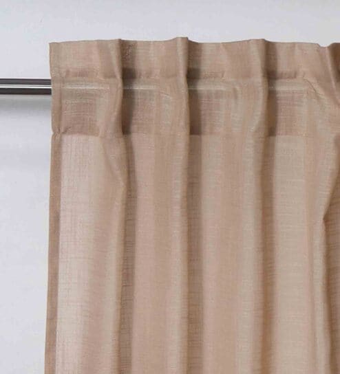 Beige Polyester solid 7Ft Blackout Loop Top 1 Pc Door Curtain by Zeba