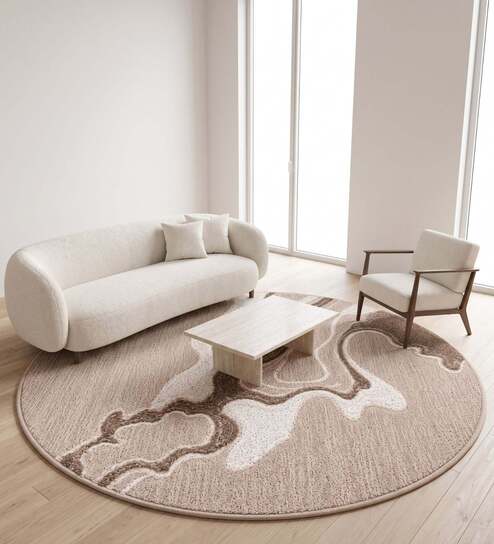 neu looms Cream Taupe Beige Natural Wool 4 X 4 Feet Square Carpet-picture-10