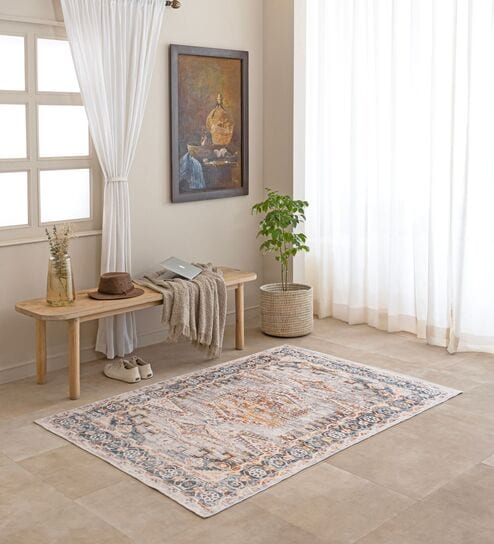 Cream Traditional Hand Woven 6 Ft X 4 Ft  Dhurrie