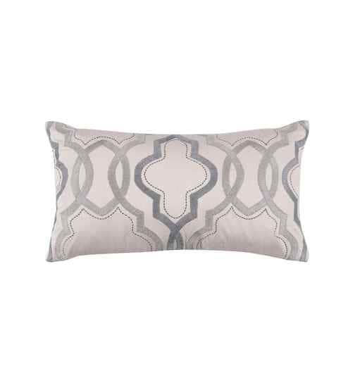 Cream Viscose Embroidery 14x24 inches Rectangle Cushion Cover