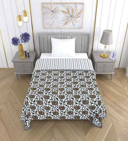 Creame Grey Royal Collection Single Bed Dohar Blanket