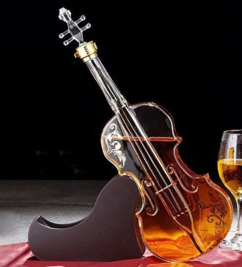 Creative Violin-Style Handmade Glass Liquor/Wine Bottle Decanter (Transparent)