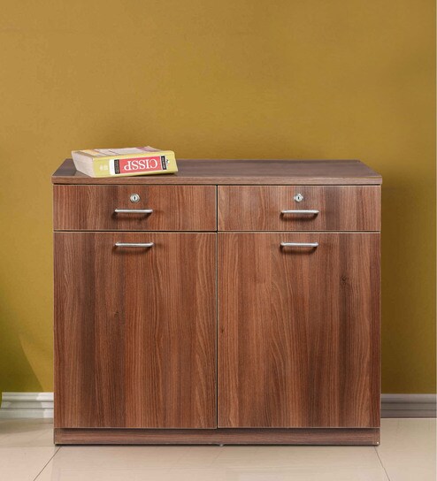 Buy Credenza Cabinet Sideboard With 2 Drawers In Walnut Finish