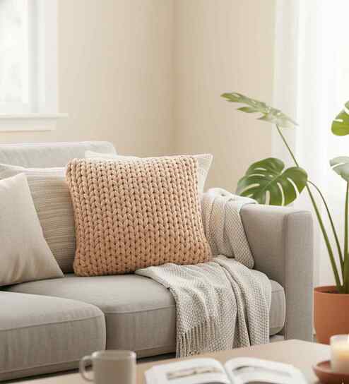 Crepe 100% Cotton Rapunzel16X16 Inches Knitted Cushion Cover