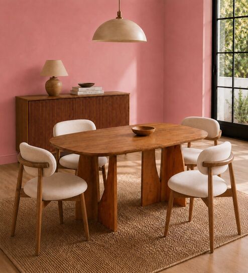 Crescent 4-Seater Dining Table Set In Mango Wood Finish