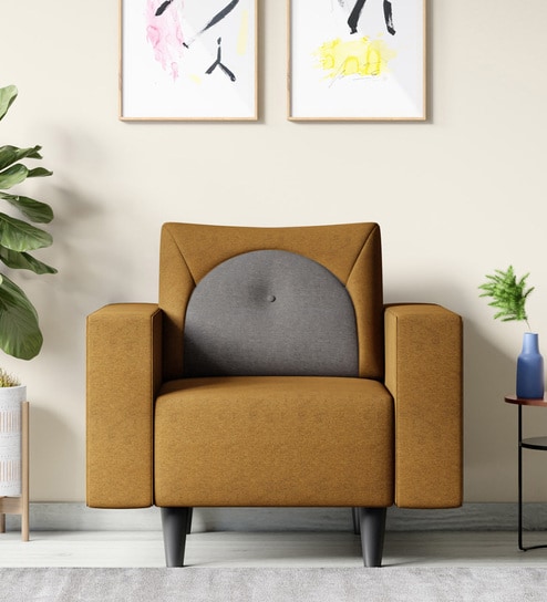 Cresco Fabric 1 Seater Sofa In Camel Brown Colour