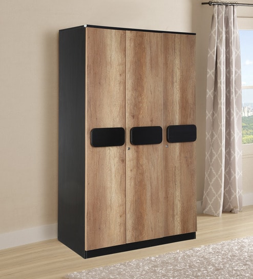 Buy Crest Three Door Wardrobe In Oak Colour By Pine Crest Online