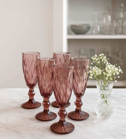 home4u Criss Purple Stem Glass Set Of 6-picture-38