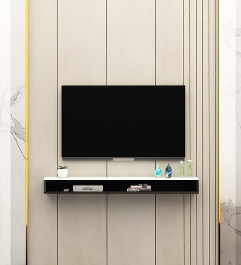 Cruston Wall Mount Tv entertainment Unit In Frosty White & Wenge Color