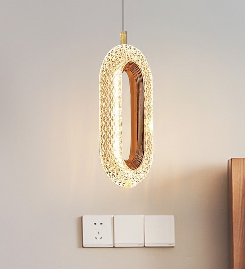 Crystal Acrylic Shade Hanging Pendant Light with Gold Finish