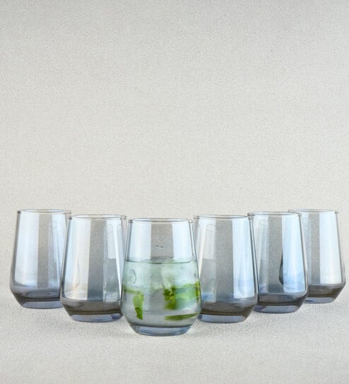 (Set Of 6) Crystal Glass Lead Free Black Cocktail Glass