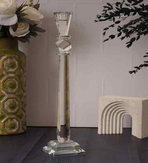 Crystal Lustre Glow Transparent Candle Stand