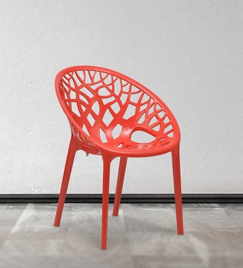 Crystal Plastic Chair in Bright Red Finish