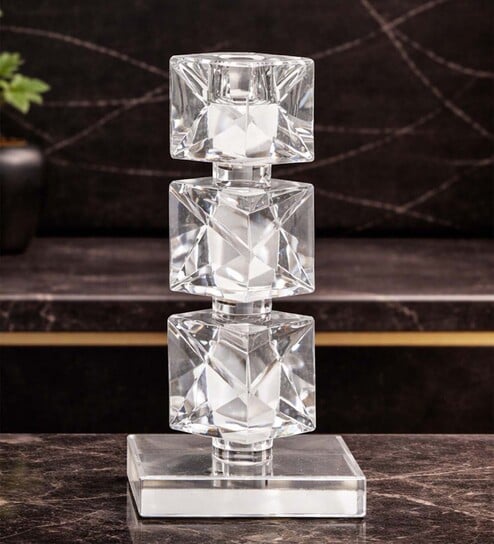 Crystal Prismatic Glows Transparent Candle Stand